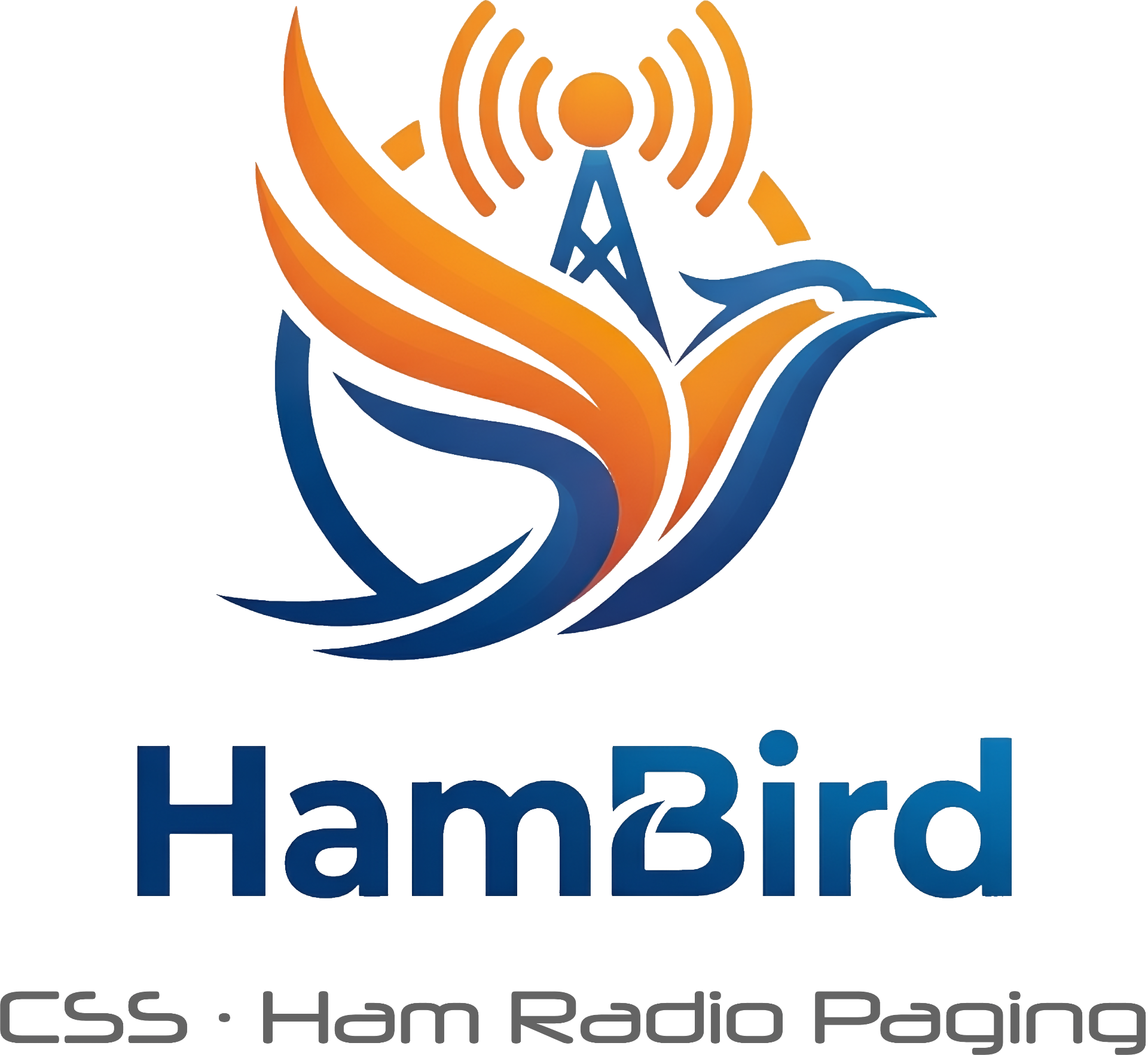 HamBird logo: a stylized bird made of radio waves